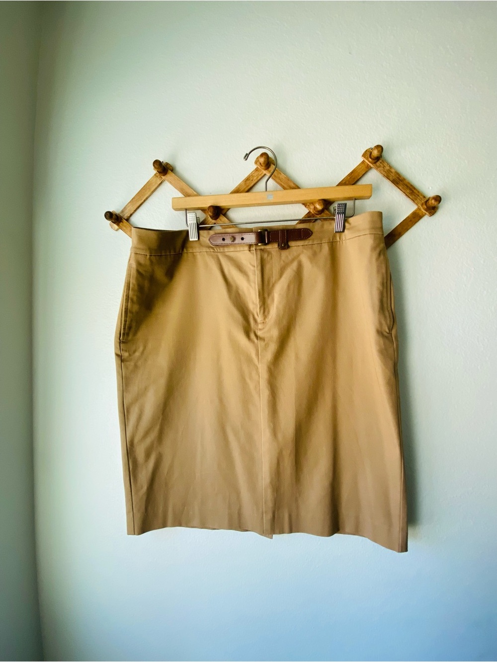 Lauren Ralph Lauren Khaki Belted  Skirt | Size 14